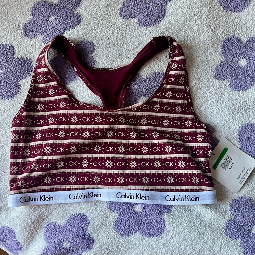 Calvin Klein Patterned Racerback Bralette - Picture 2 of 2